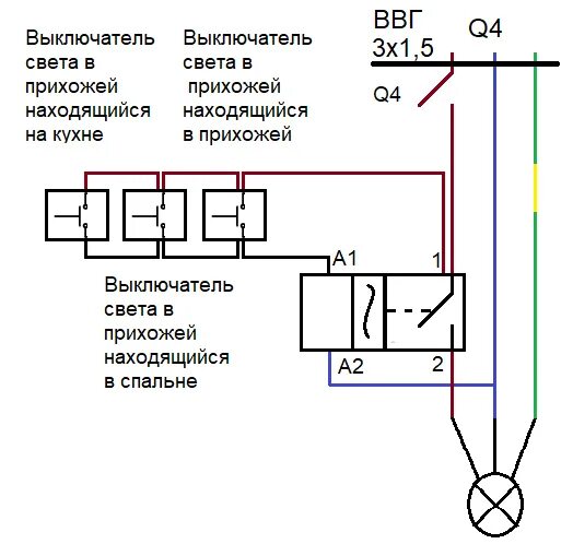 Подключение реле выключателя света Проходные выключатели или бистабильные импульсные реле? ElectArtStudio Дзен