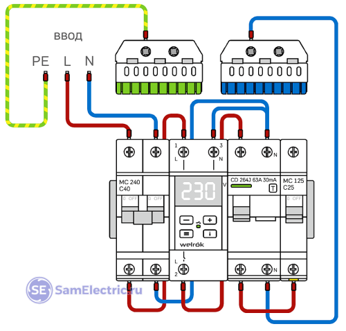 Подключение реле welrok d2 63 Реле напряжения Welrok: настройка, испытания, вскрытие СамЭлектрик.ру Дзен