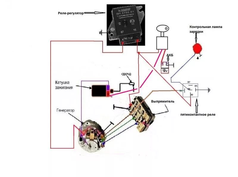 Подключение реле зарядки иж Ответы Mail.ru: ИЖ планета 5 принцып роботы аварийного пуска