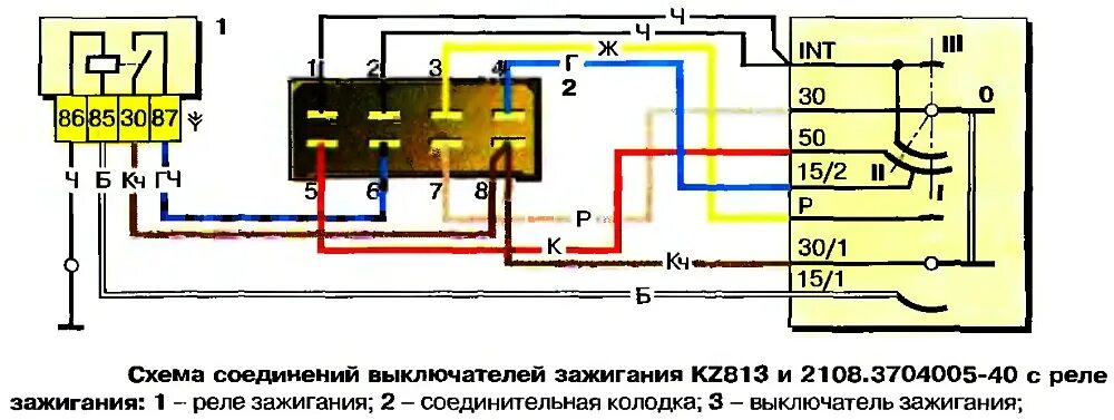 Подключение реле зажигания ваз 2109 Распиновка замка зажигания ваз