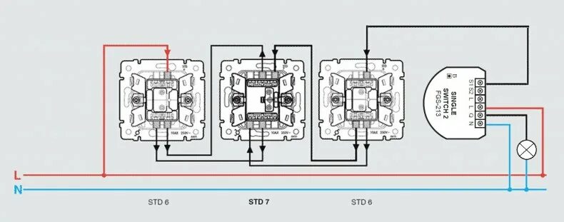 Подключение реверсивного выключателя света Подключение проходного выключателя: принцип работы и схема подключения из двух и