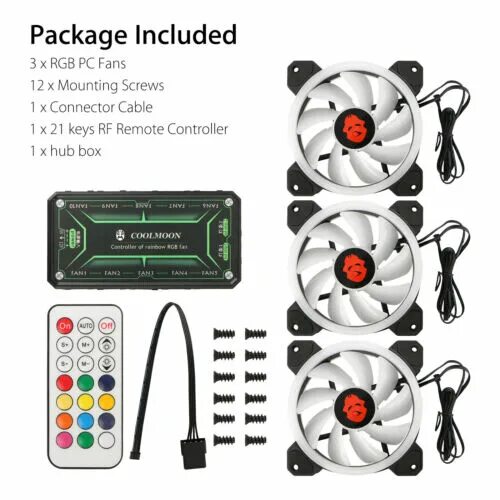 Подключение rgb кулера без контроллера 3 Pack RGB LED Quiet Computer Case PC Cooling Fan 120mm with 1 Remote Control US