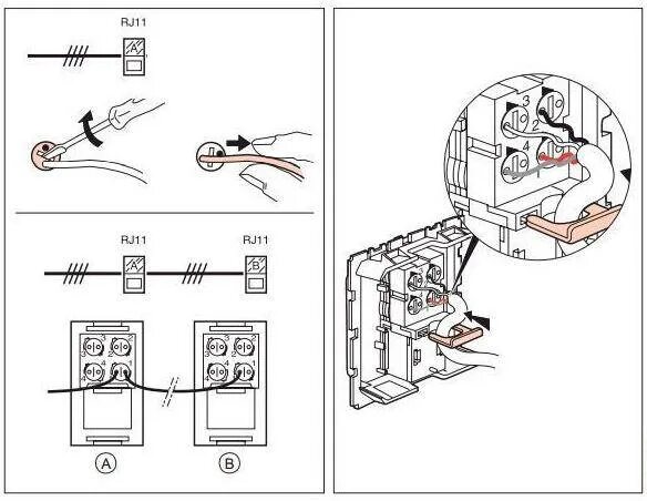 Подключение розетка rj11 Схема подключения телефонных розеток легранд