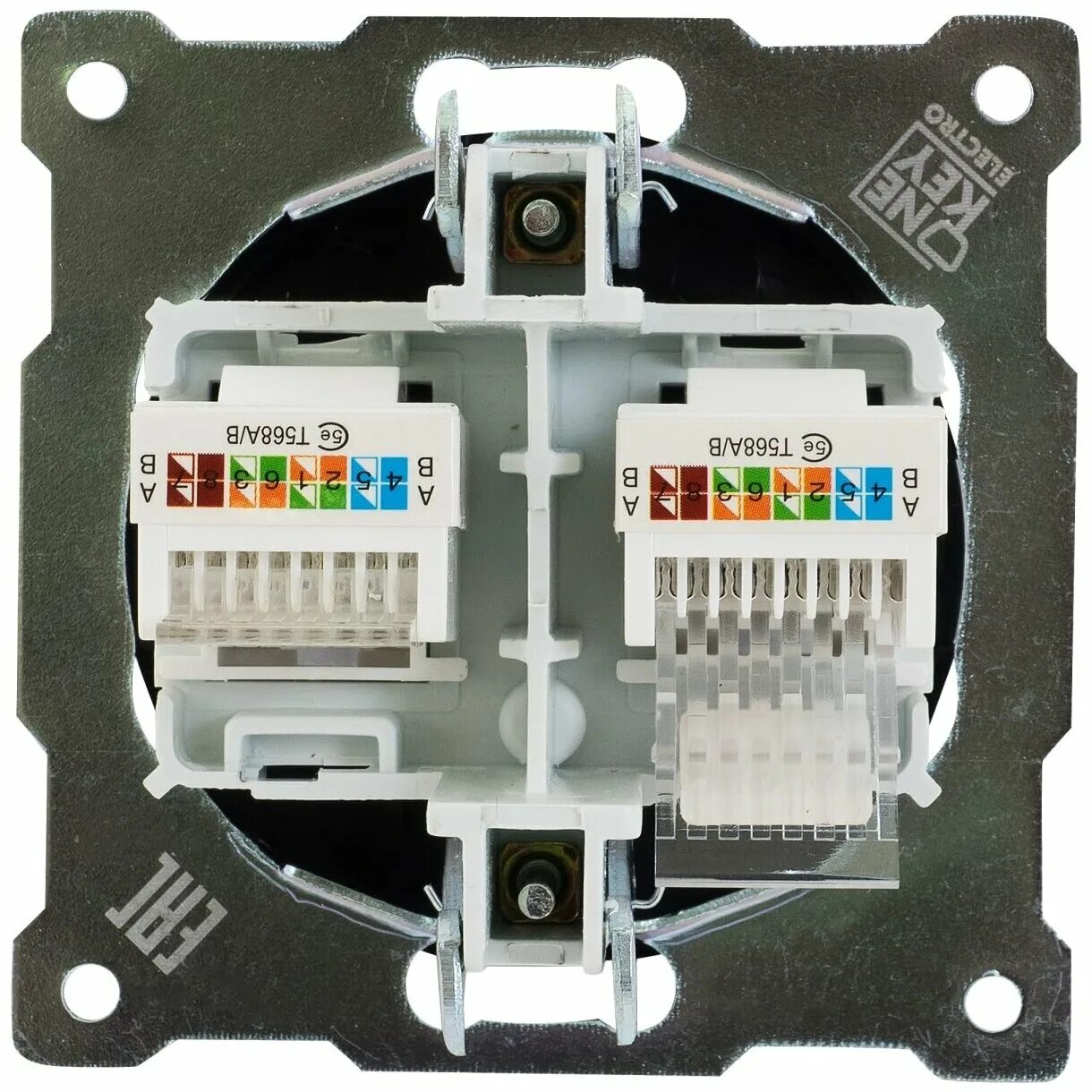 Подключение розетки cat 5e по цветам Розетка компьютерная двойная встраиваемая Onekey Florence RJ45, UTP cat 5e, цвет