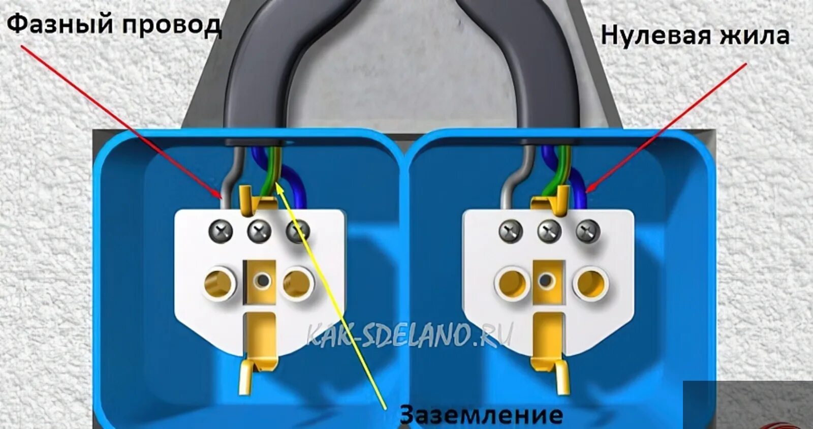 Подключение розетки где фаза где ноль Как подключить розетки с заземлением: пошаговая инструкция