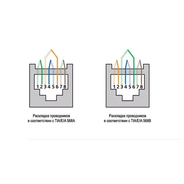 Подключение розетки интернет по цветам 4х жильный Разъём-коннектор RJ-45 (8p8c) категория 5е, универсальный (Hyperline) - каталог 