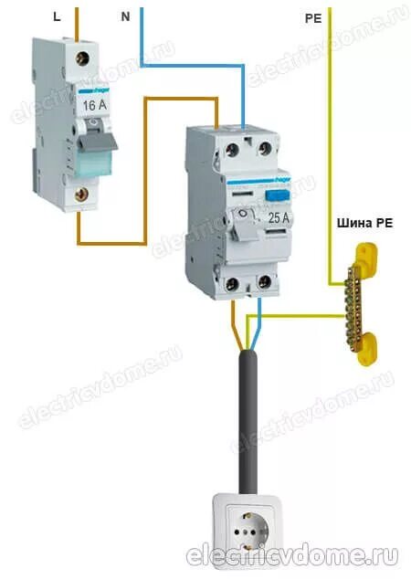 Подключение розетки к автомату Установка УЗО до или после автомата? Электропроводка, Электрика, Электричество