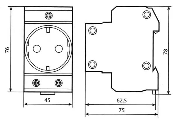 Подключение розетки на din рейку Розетка на DIN-рейку 2PIN+з/к (Евро), 10А, 250В - ООО Электрополе - электротехни
