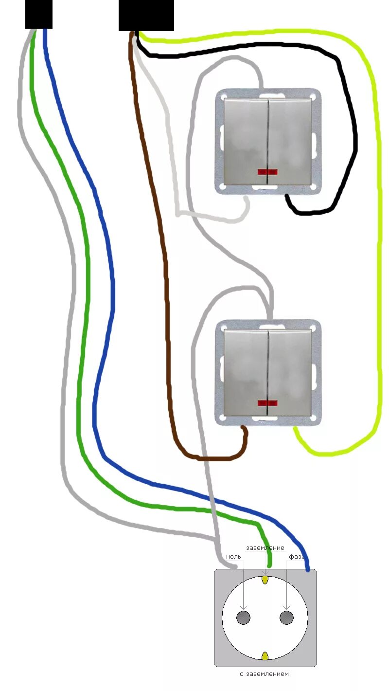 Подключение розетки с индикатором Ответы Mail.ru: Схема подключения выключателей