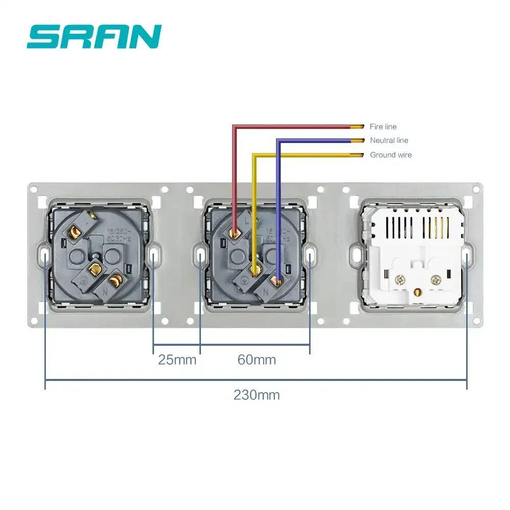 Подключение розетки с юсб кабелем Розетка с тройной рамой SRAN, розетка с usb, панель из хрустального стекла 258*8