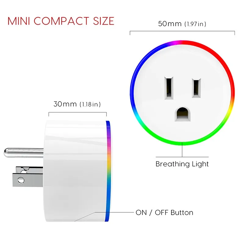 Подключение розетки smart plug к алисе Цветная (rgb) Ночник Приложение Tuya Пульт Дистанционного Управления Умная Розет