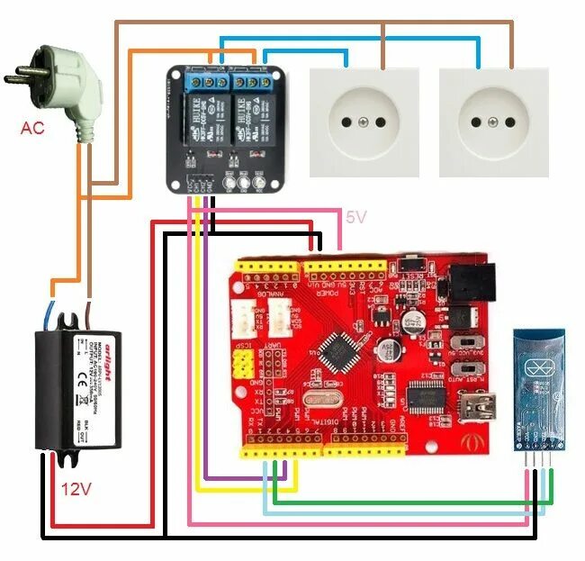 Подключение розетки умный дом Умная розетка с управлением со смартфона по Bluetooth Arduino projects, Arduino 