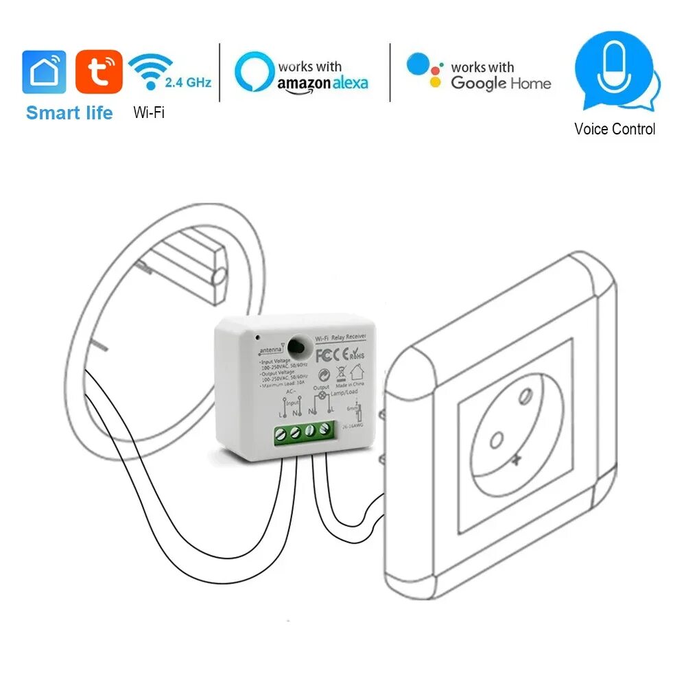 Подключение розетки вай фай легрант Wifi Smart Socket Switch Module 110 240v 2500w Controller Timer Switch Voice Con