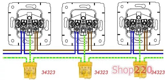 Подключение розеток шлейфом схема Тройная розетка: схема монтажа, с заземлением и без, разновидности