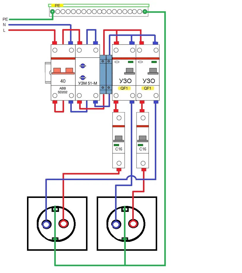 Подключение розеток узо Подключение противопожарного узо фото - DelaDom.ru