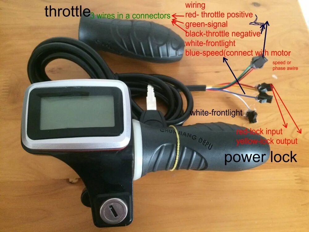 Подключение ручки газа к контроллеру электровелосипеда Поворотные Рукоятки Дроссельной Заслонки + Светодиодный Дисплей И Блокировка Пит