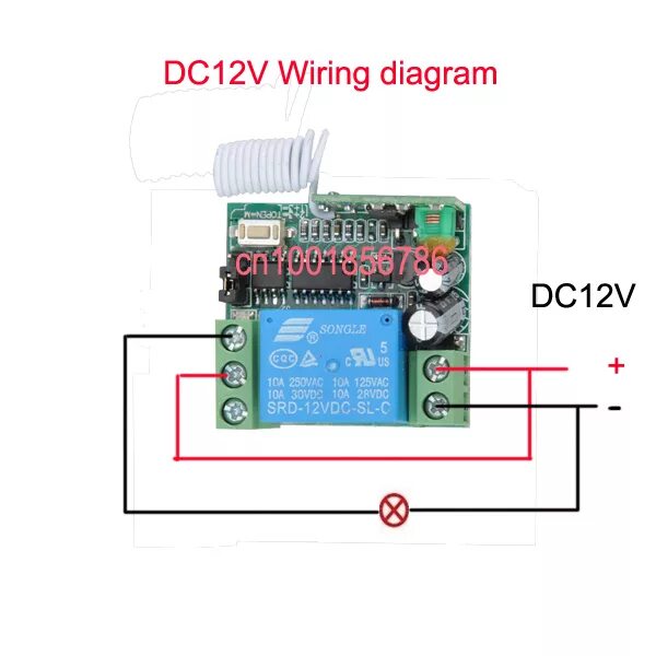 Подключение ручного переключателя системы дистанционного управления DC12V 1CH 315mhz/433mhz Waterproof RF Wireless Remote Control Switch /Receiver M