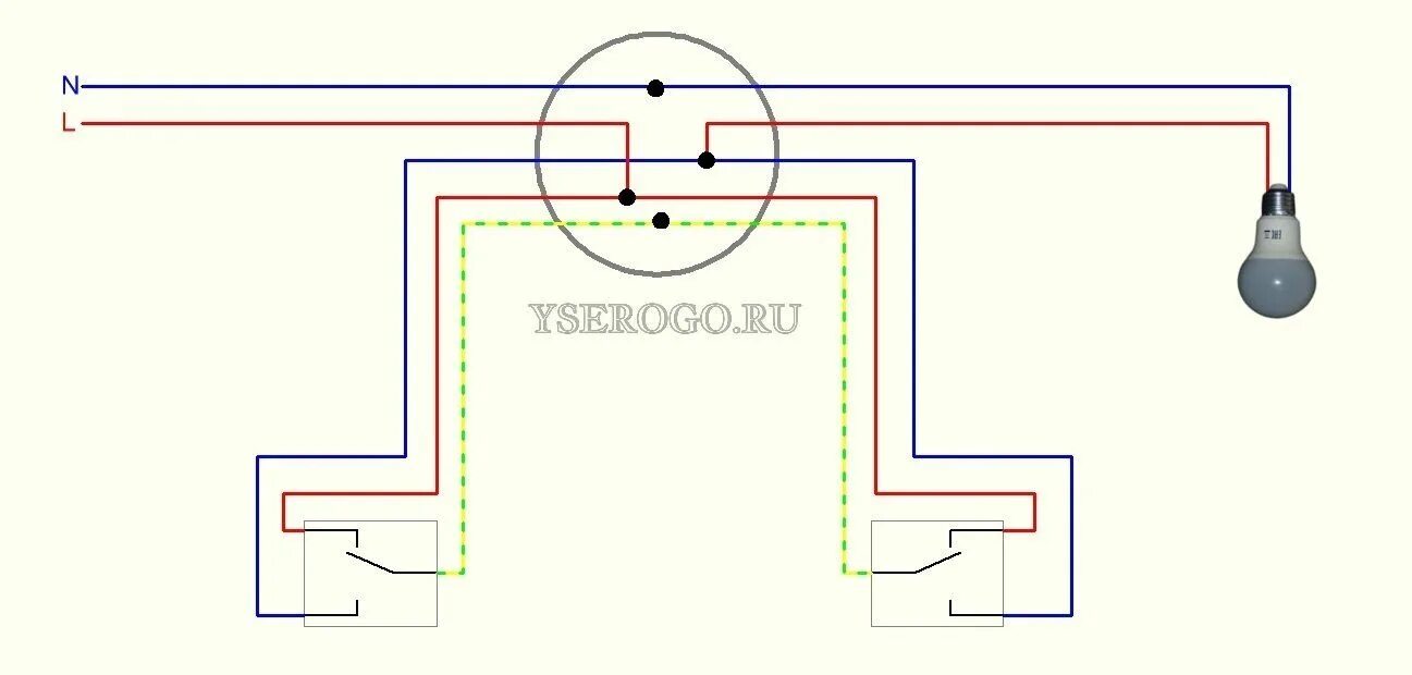 Подключение с трех точек Схемы и особенности подключения проходных выключателей Ремонт, Выключатели света