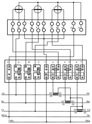 Подключение счетчика через испытательные коробки схема Подключение счетчика меркурий через трансформаторы тока и испытательную коробку 