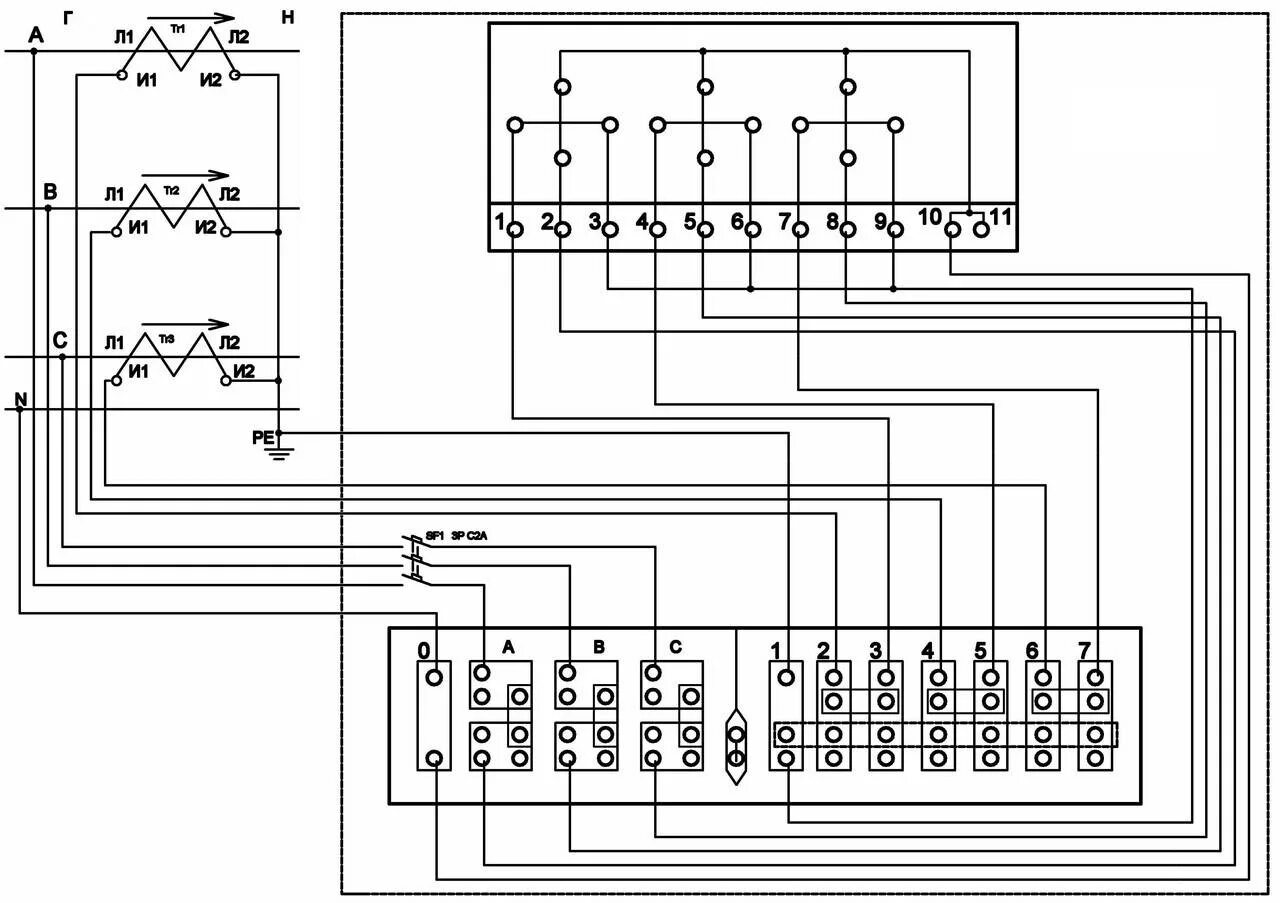 Подключение счетчика через испытательные коробки схема Схема подключения электросчетчика меркурий 230 через испытательную коробку