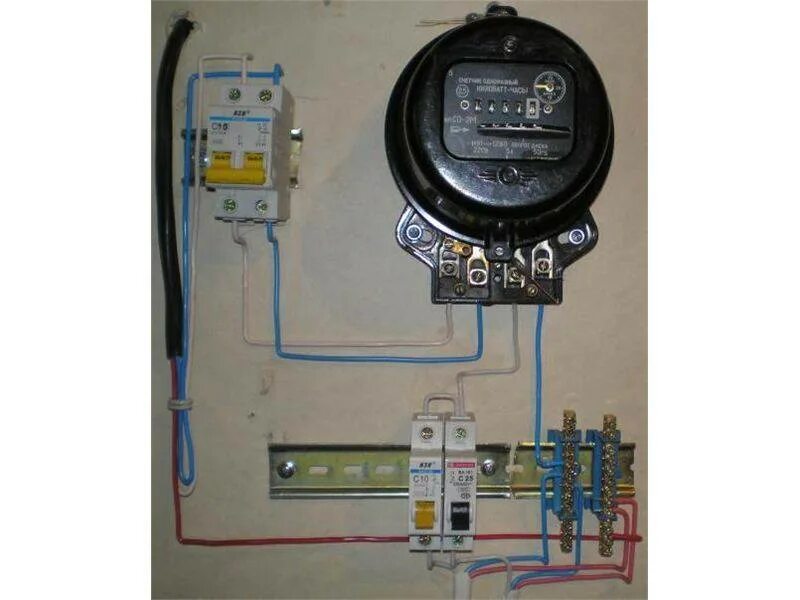 Подключение счетчика электроэнергии и автоматов Электросчетчик провод до заземления