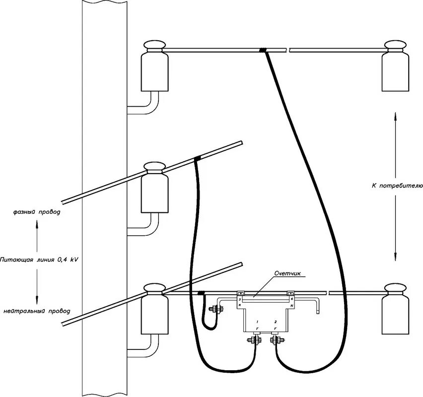 Подключение счетчика на опоре схема Счетчик на проводах - CormanStroy.ru
