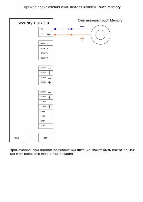 Подключение считывателя к с2000 4 подключение_touchmemory ПАК Астра