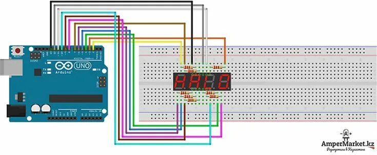 Подключение семисегментного индикатора к ардуино 4 разряда Схема: Счетчик на Arduino Ардуино, Индикатор, Дисплей