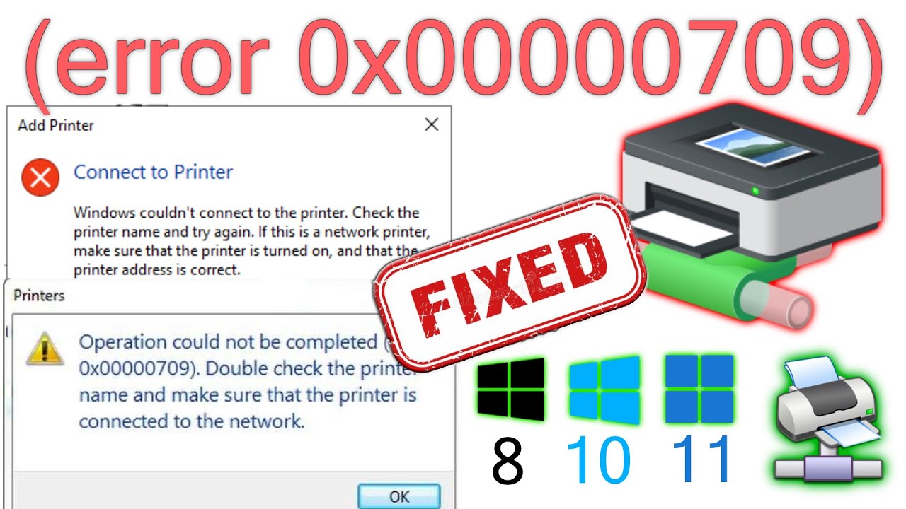 Подключение сетевого принтера ошибка 0x00000709 Operation could not be completed error 0x709 Fix error 0x00000709 - YouTube