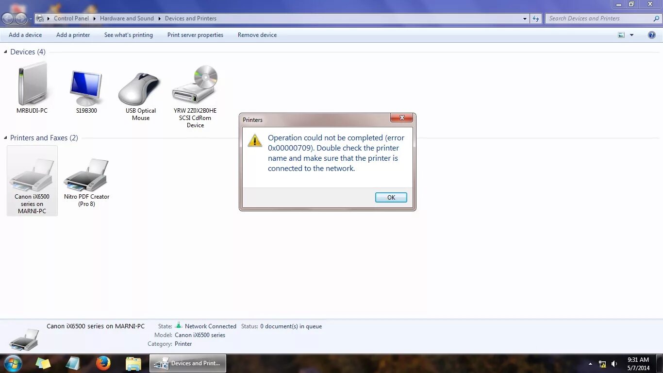 Подключение сетевого принтера ошибка 0x00000709 Установка принтера 0x00000709