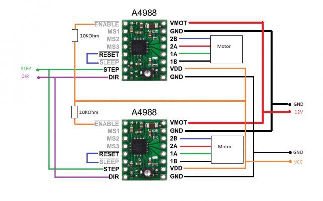Подключение шагового двигателя а4988 Dual Schrittmotoren Z-Achse Platine