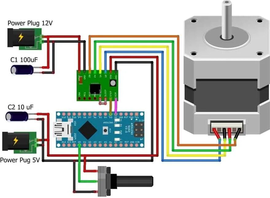 Подключение шагового двигателя а4988 How to Control Stepper Motor with A4988 Driver & Arduino