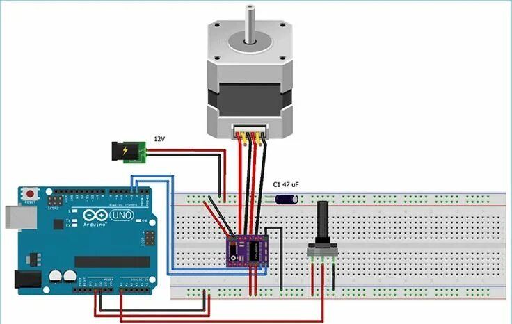 Подключение шагового двигателя к ардуино Управляем шаговым двигателем с помощью Arduino и драйвера DRV8825 Arduino steppe