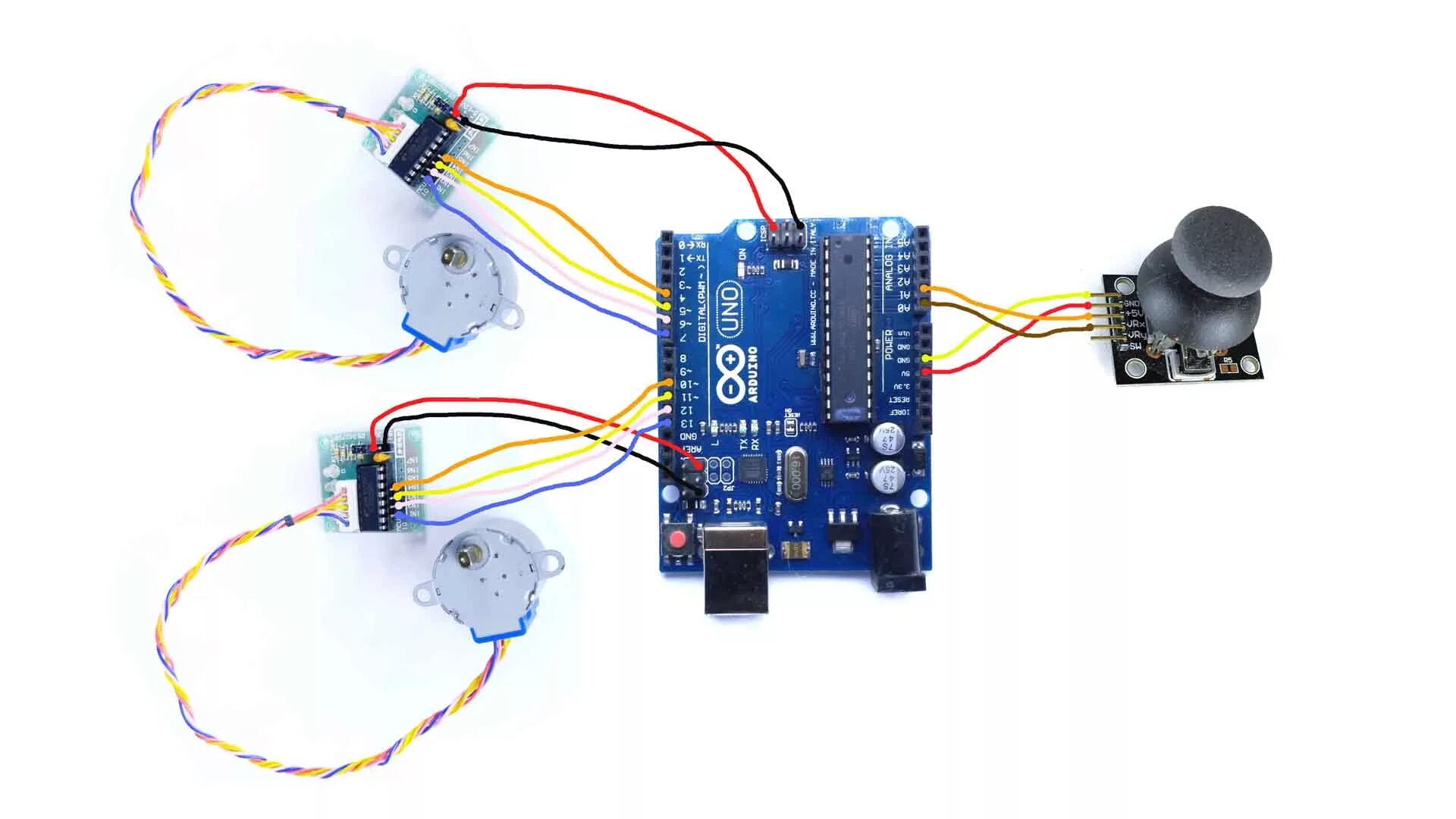 Подключение шагового двигателя к ардуино Управление двумя шаговыми двигателями с помощью джойстика на базе Arduino UNO.