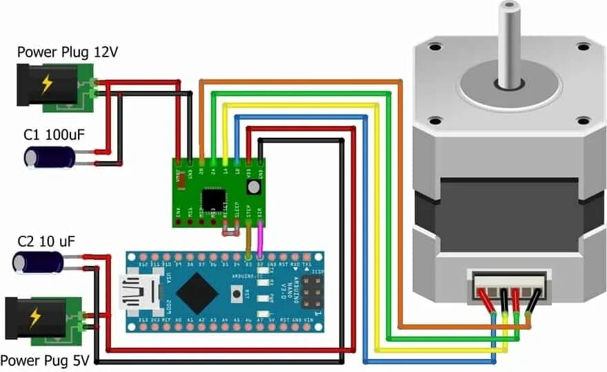 Подключение шагового двигателя к ардуино нано How to Control Stepper Motor with A4988 Driver & Arduino