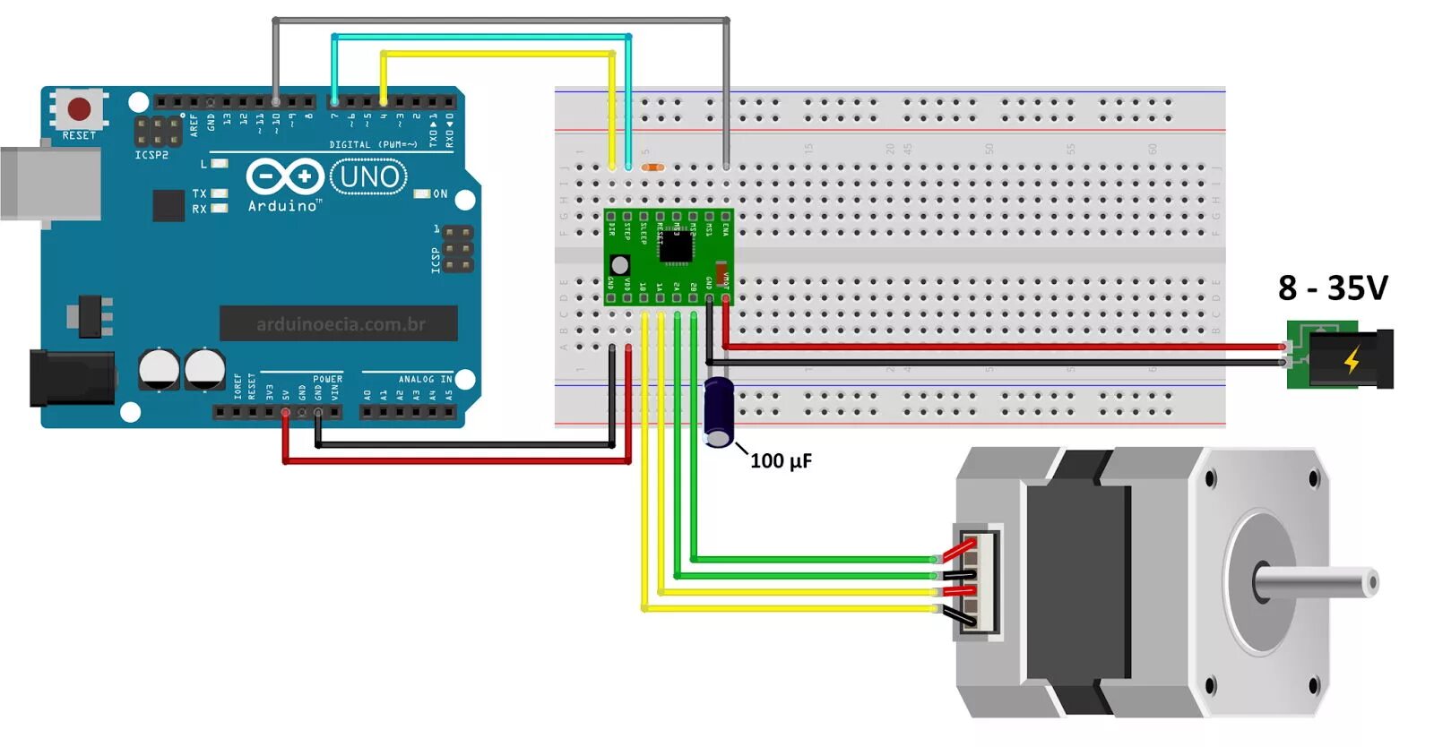 Подключение шагового двигателя к ардуино уно Stepper Motor Driver - A4988 - Maker Store PTY LTD