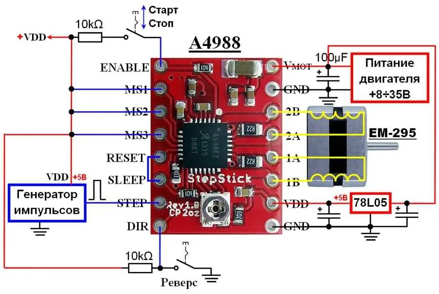 Подключение шагового двигателя к драйверу a4988 Схема Termoportal.ru Информационный портал про отопление на отработанном масле