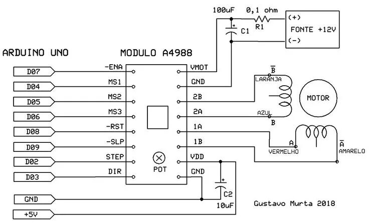 Подключение шагового двигателя к драйверу a4988 Tudo sobre DRIVER A4988 e Motor de Passo Usando o Arduino - Blog Eletrogate Moto