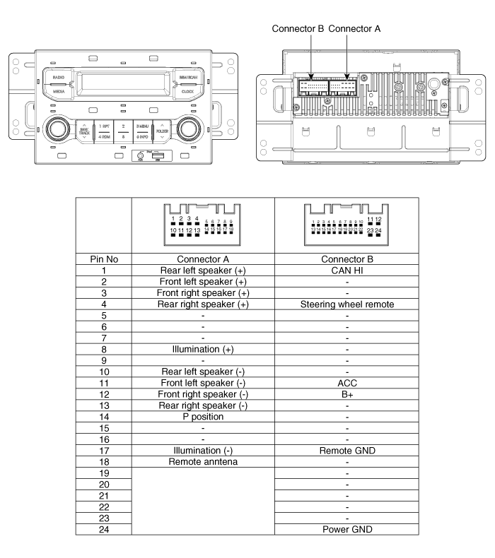 Подключение штатной магнитолы киа рио 3 Распиновка разъема магнитолы Kia Rio 3 (QB) - Киа Рио 3