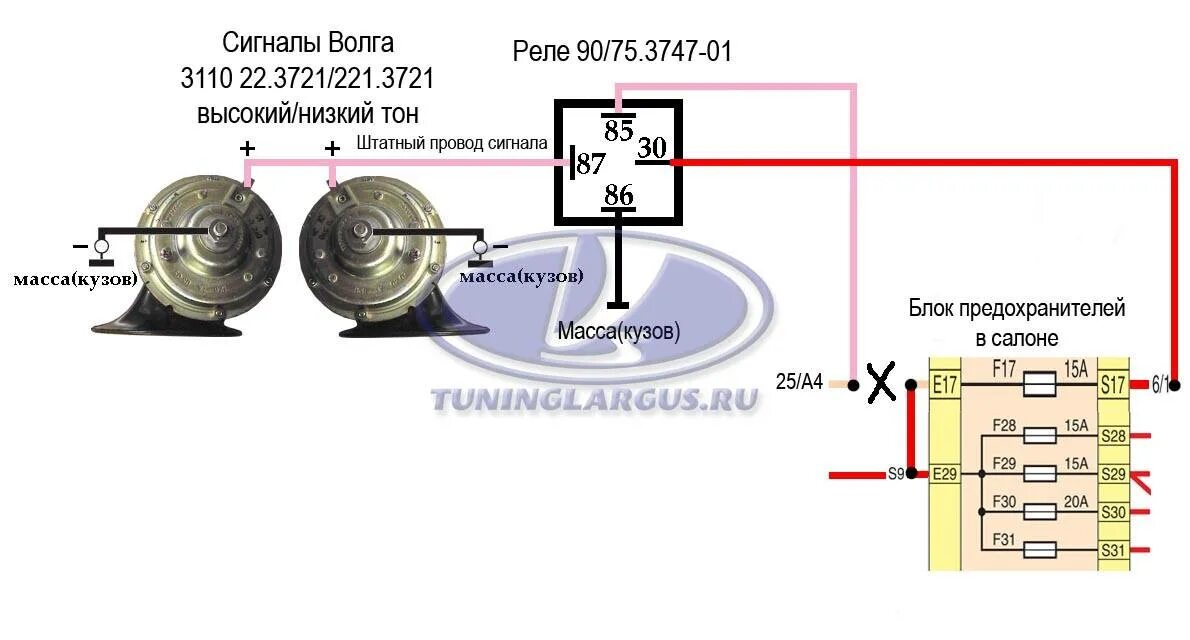 Подключение сигнала волги через реле Почему не работает звуковой сигнал на ВАЗ-2112: фото и видео