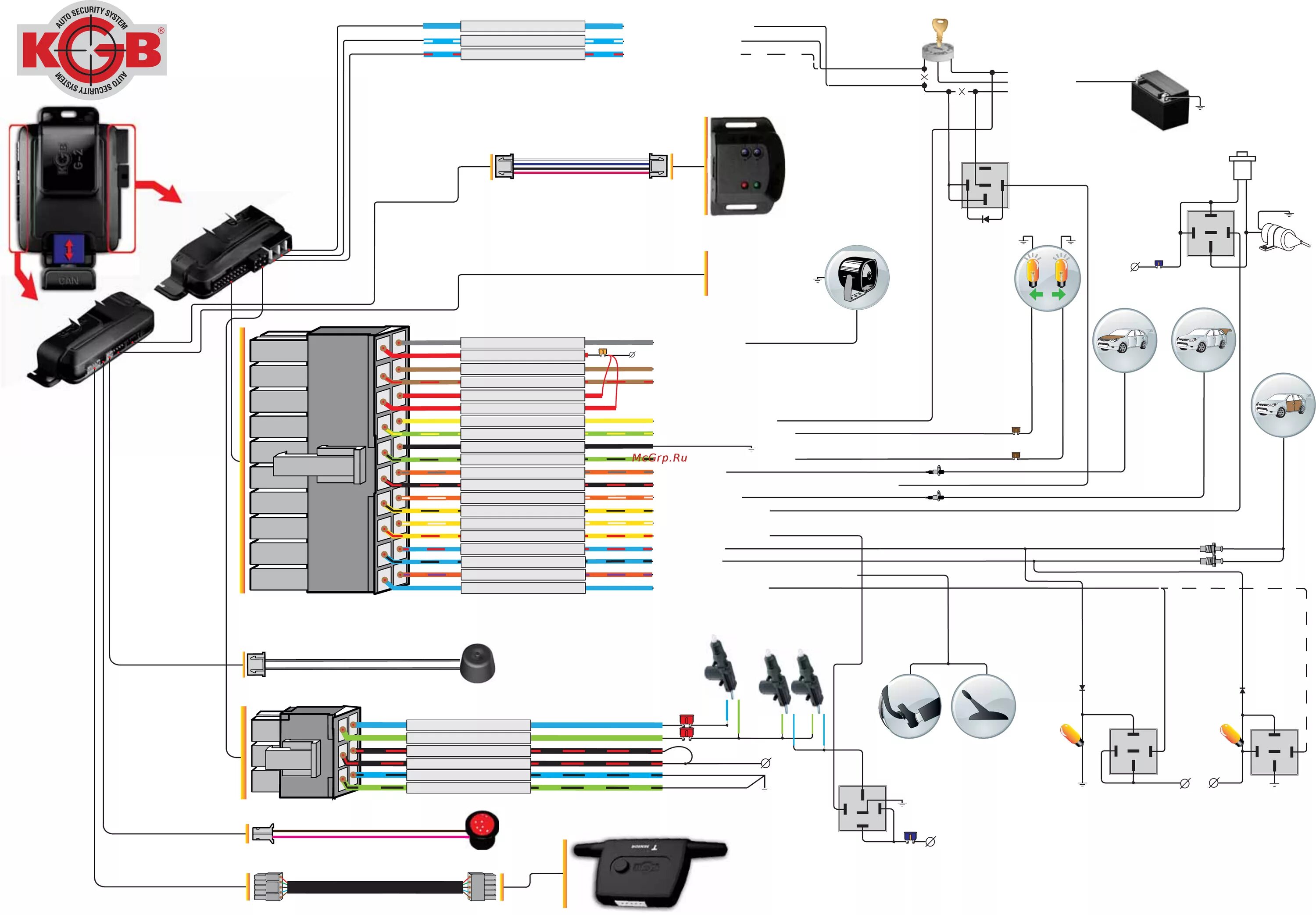 Подключение сигнализации fx 5 KGB G-2 Схема установки онлайн