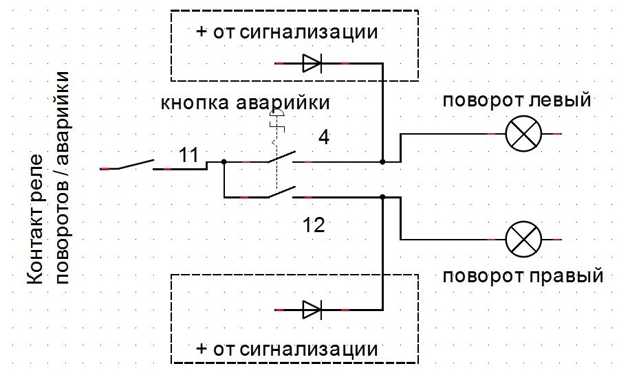 Подключение сигнализации к аварийке Сигнализация часть 2 - схемы подключения - Lada Гранта, 1,6 л, 2013 года электро