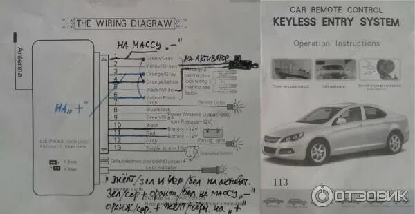 Подключение сигнализации keyless entry Отзыв о Центральный замок Keyless Entry System Нормально работает при грамотном 