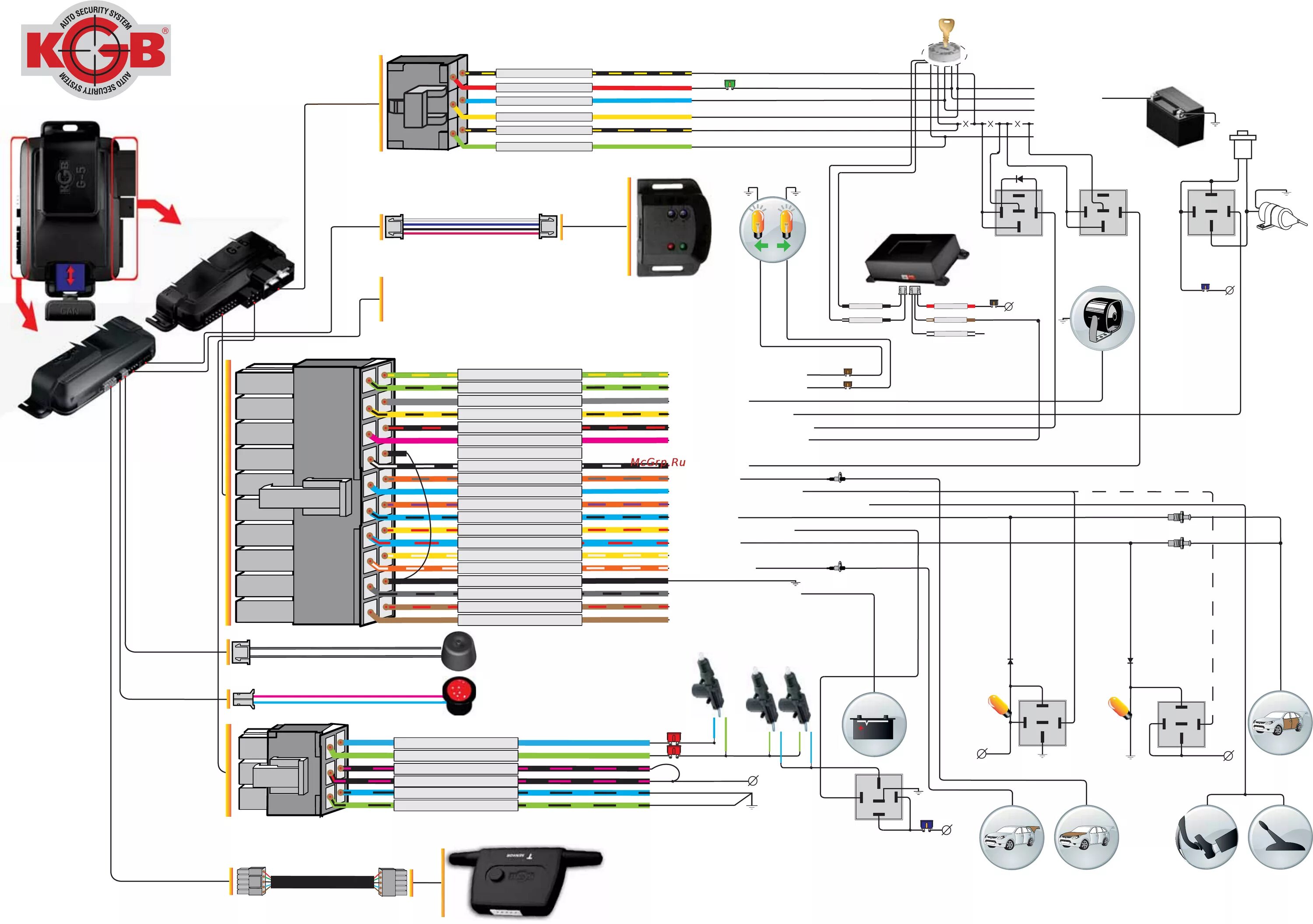 Подключение сигнализации kgb KGB G-5 Схема установки онлайн