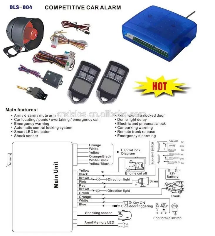 Подключение сигнализации ok jvc العالمي للتحكم عن بعد السيارات الحرس طريقة واحدة نظام إنذار السيارة مع قفل مركزي