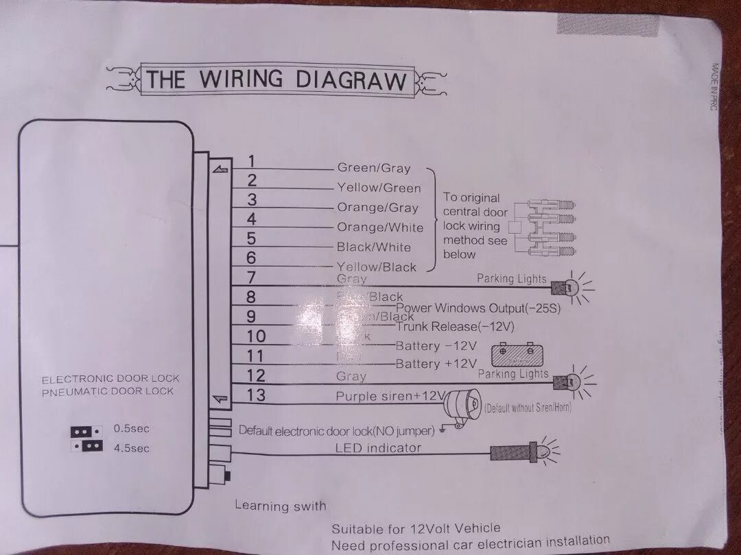 Подключение сигнализации с алиэкспресс Схема подключения китайского ЦЗ с дистанционным управлением - Lada 2115, 1,6 л, 