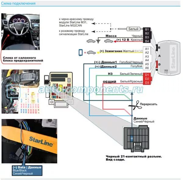 Подключение сигнализации солярис 2011 Hyundai Solaris 2015 Установка бесключевого обходчика Auto-Components.Ru