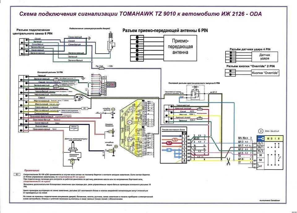 Подключение сигнализации томагавк 9010 Как установить сигнализацию томагавк на калину - фото - АвтоМастер Инфо