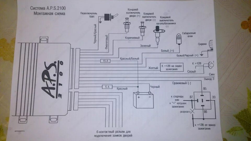 Подключение сигнализации в машине aps 2700 схема Отказ. ЦЗ, а точнее сигализации A.P.S. 2100 - Lada 21108, 1,5 л, 2001 года элект