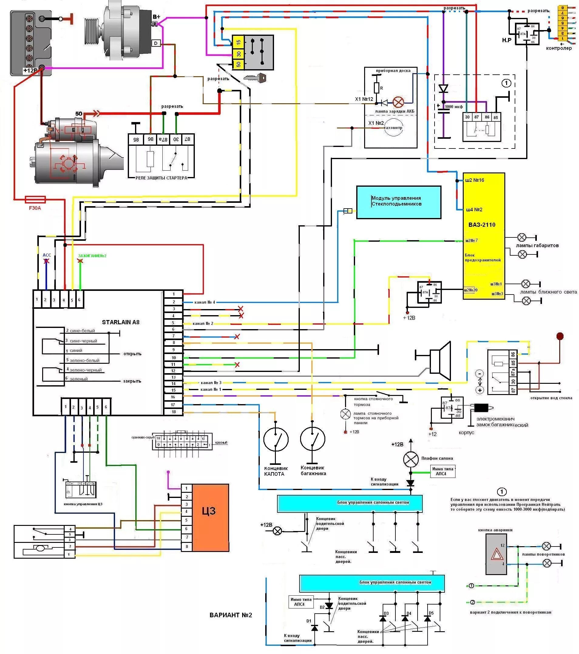Подключение сигнализации ваз 2112 схема авто запуск двигателя с CENMAX Vigilant ST-7 - Lada 2112, 1,5 л, 2001 года аксес